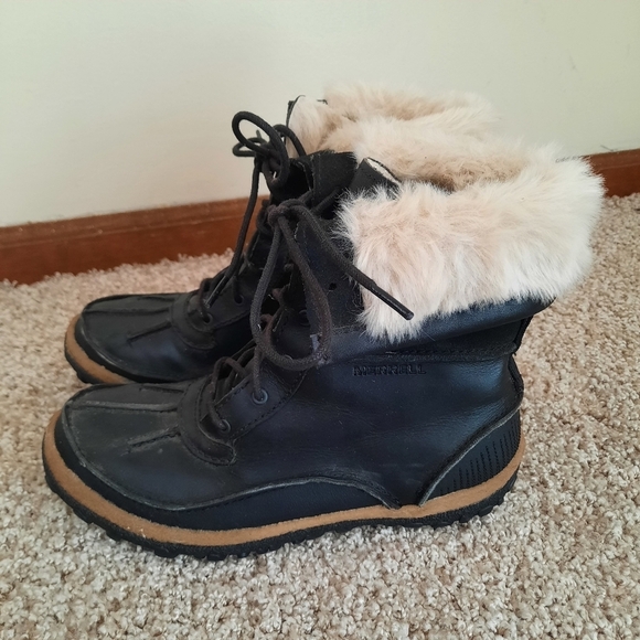 Merrell Tremblant Mid Polar Black Waterproof Winter Snow Boots J00940 Size 7 - Picture 8 of 16